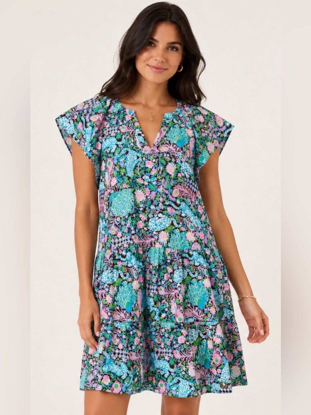 NWT NORELLA FLUTTER SLEEVE LINEN DRESS ROYAL ZOO